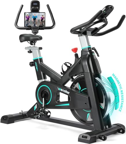 WENOKER Heimtrainer, Magnetwiderstand Stationäres Fahrrad für Zuhause, Indoor Bike mit Flüsterleise, Schweres Schwungrad und Verbesserter LCD-Monitor[2024 Aktualisierte]