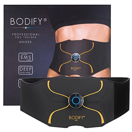 Bodify® EMS Bauchtrainer Pro - Gezielte Stimulation der Bauch Muskulatur! - Muskelaufbau - Bauchtrainer - Stimulationsgerät Bauch Muskeln - Bauchmuskeltrainer für Männer und Frauen Das ORIGINAL