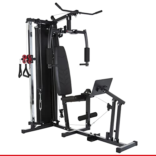 HAMMER Kraftstation Ferrum TX3, Trainingsstation mit Seilzugsystem, Beinpresse & Power-LAT.-Bar, Multistation für Beintraining, Bauch, Rücken & Co, 50 Übungsmöglichkeiten, 210 x 120 x 198 cm