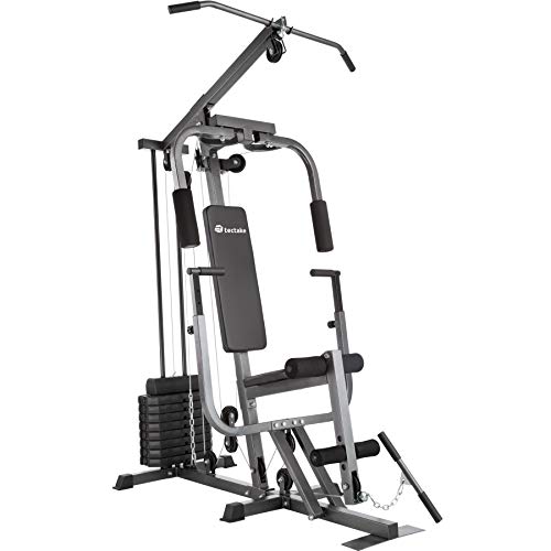 tectake 800546 Kraftstation Fitnessstation Heimtrainer | Butterflymodul | Latzugstange | Beinstreckervorrichtung - Verschiedene Modelle (Typ 2 | No. 402757)