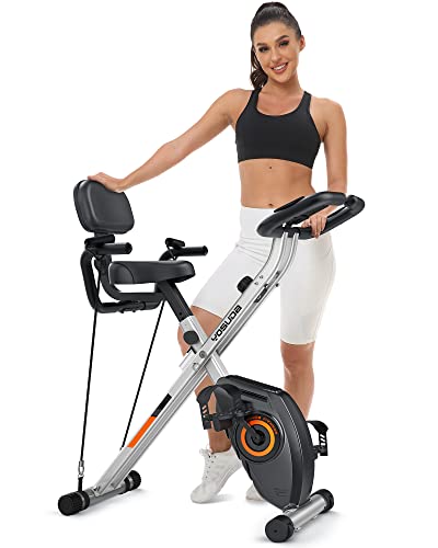 YOSUDA 3-in-1 Heimtrainer Fahrrad Klappbar, Faltbares Heimtrainer 150kg Belastbar, Platzsparendes Heimtrainer mit Integriertes Widerstandsband, 8 Magnetische Widerstandsstufen