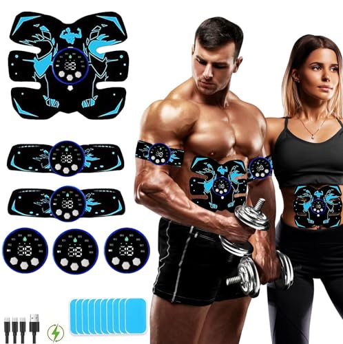 Yonars EMS Trainingsgerät, Elektrischer Muskelstimulator mit 8 Modi & 29 Stufen USB-Wiederaufladbarer Tragbarer Bauchmuskeltrainer Elektrostimulation für Bauch,Arm,Bein